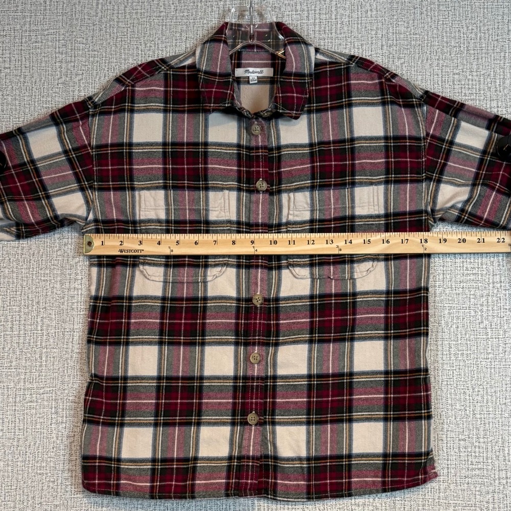 Madewell Women XS Plaid Flannel Cotton Button Down Shirt Oversized Gorpcore Cozy - Picture 5 of 9